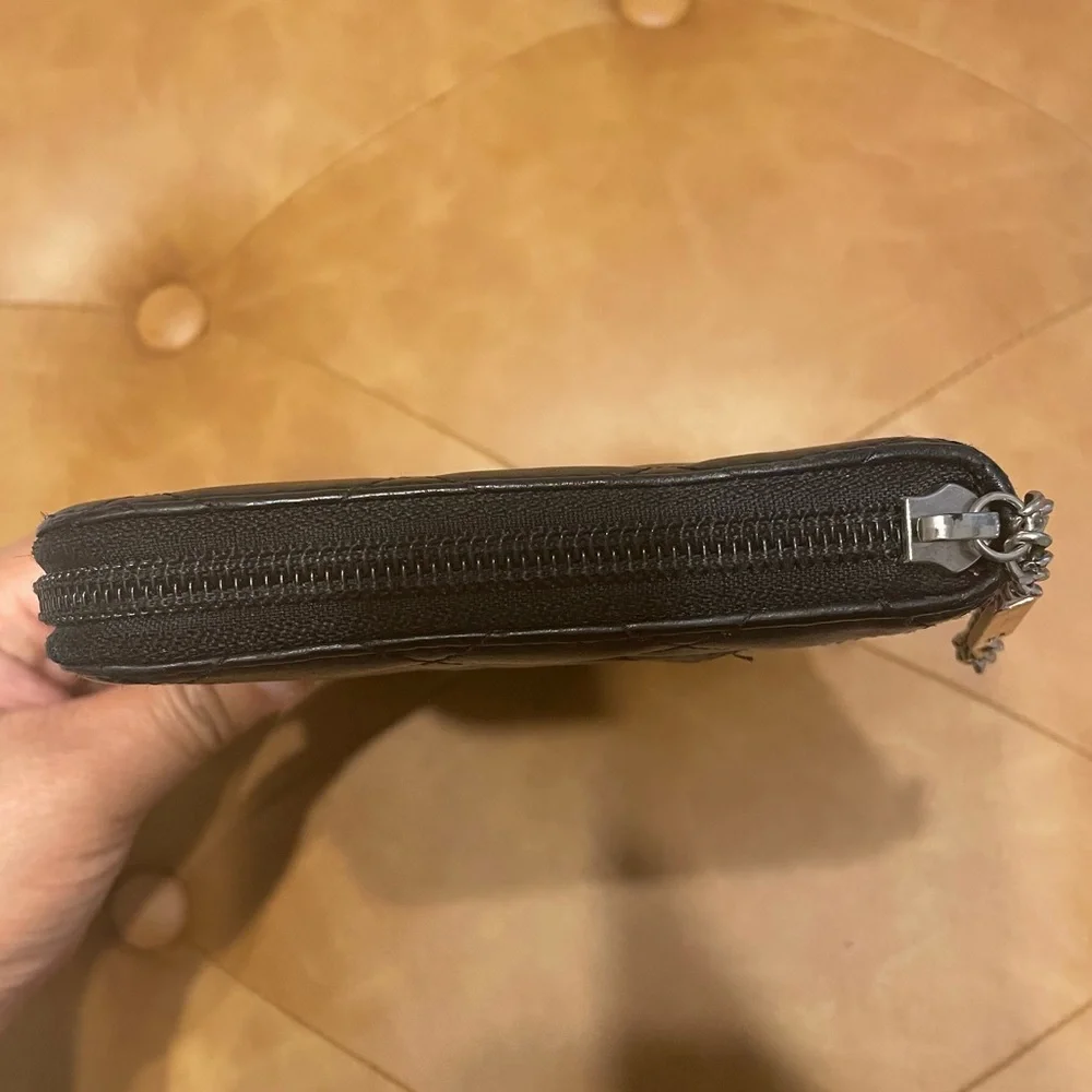 CHANEL Black Quilted CC Zip-Around Wristlet Clutch